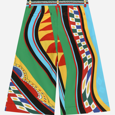 Dolce & Gabbana Carretto-print Poplin Culottes In Multicolor