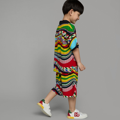 Shop Dolce & Gabbana Camicia Manic. Corta In Multicolor
