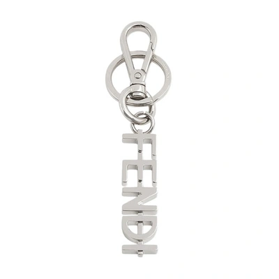Shop Fendi Graphy Key Ring In Argent