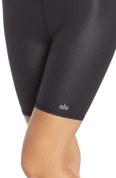 Shop Alo Yoga High Waist Biker Shorts In Black Glossy