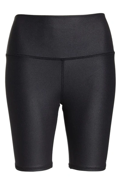 Shop Alo Yoga High Waist Biker Shorts In Black Glossy