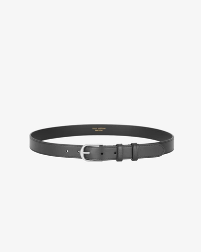 Shop Nili Lotan Jacques Belt In Black W/shiny Brass Buckle