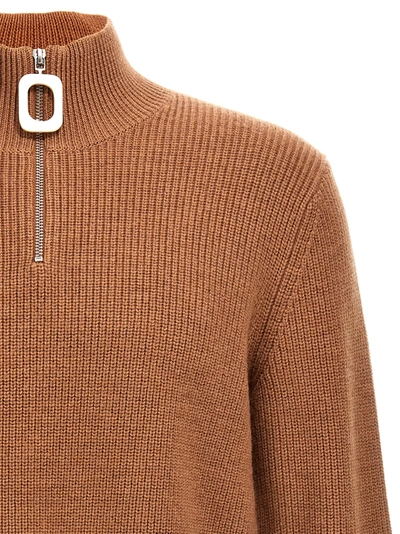 Shop Jw Anderson Half Zip Maxi Puller Sweater Sweater, Cardigans Beige