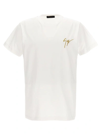 Shop Giuseppe Zanotti Logo Embroidery T-shirt White