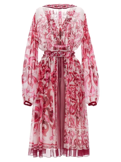 Shop Dolce & Gabbana Maiolica Dress Dresses Fuchsia