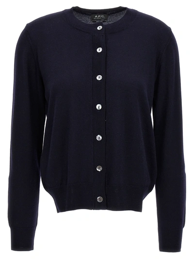 Shop Apc Marine Sweater, Cardigans Blue