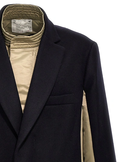 Shop Sacai Nylon Insert Coat Coats, Trench Coats Blue