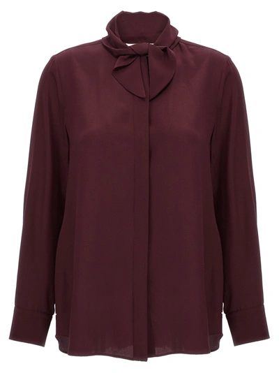 Shop Chloé Pussy Bow Blouse Shirt, Blouse Bordeaux