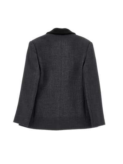 Monnalisa Coupled Jacket With Black Edging In Anthracite Grey + Black