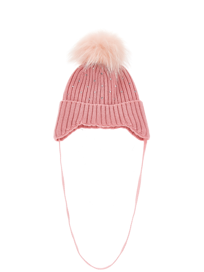 Monnalisa Rhinestone Hat In Dusty Pink Rose