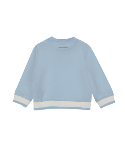 Monnalisa Cotton Sweatshirt With Vintage Car In Light Blue