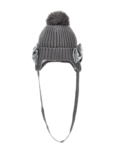 Monnalisa Lined Hat With Bows In Grey