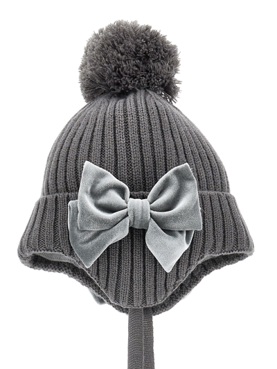 Monnalisa Lined Hat With Bows In Grey