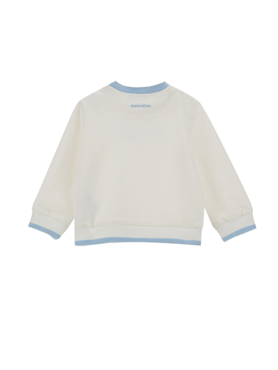 Monnalisa Cotton Sweatshirt With Vintage Car In Cream