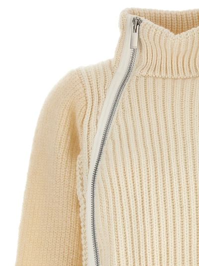 Shop Sacai Zip Detail Sweater Sweater, Cardigans White