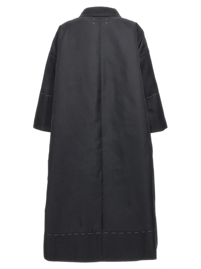 Shop Maison Margiela Contrast Stitching Silk Coat Coats, Trench Coats Black