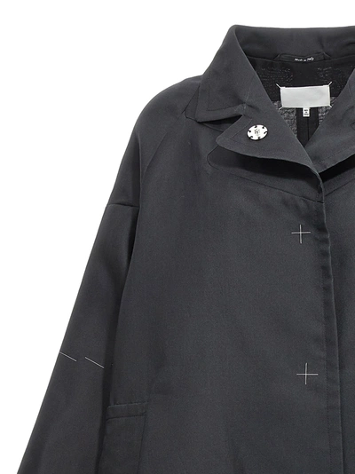 Shop Maison Margiela Contrast Stitching Silk Coat Coats, Trench Coats Black