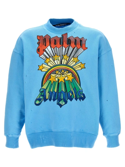 Shop Palm Angels Rainbow Sweatshirt Light Blue