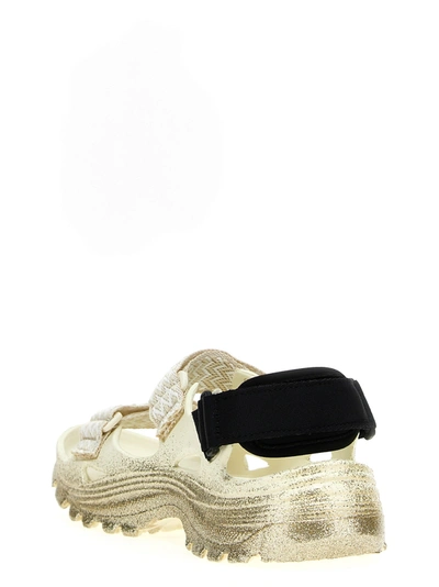 Shop Lanvin Wave Curb Laces Sandals In Gold