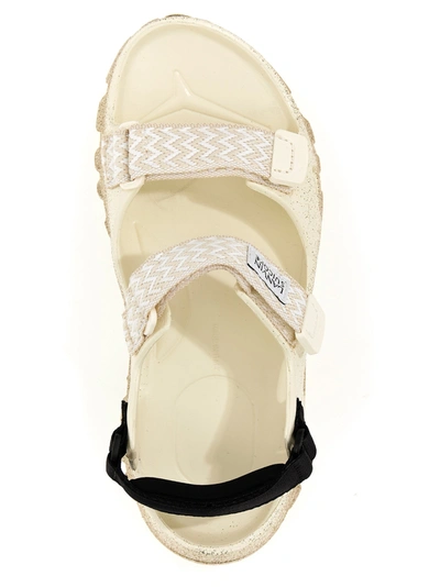 Shop Lanvin Wave Curb Laces Sandals In Gold