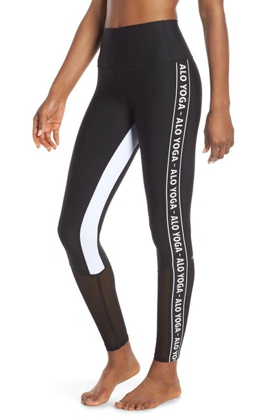 Shop Alo Yoga High Waist Trainer Leggings In Black/ White