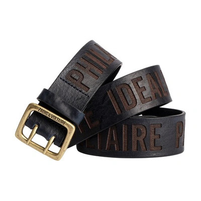 Shop Zadig & Voltaire Buckley Stamp Belt Leather In Navy