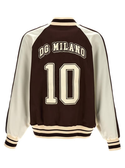 Shop Dolce & Gabbana Logo Embroidery Bomber Jacket In Brown