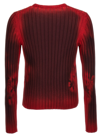 Shop Ferragamo Tie Dye Ribbed Sweater In Bordeaux