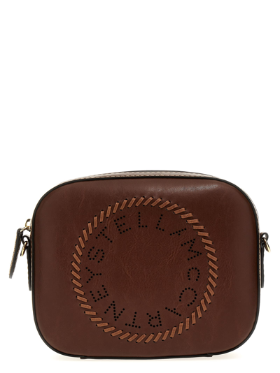 Shop Stella Mccartney Mini Stella Logo Crossbody Bag In Brown
