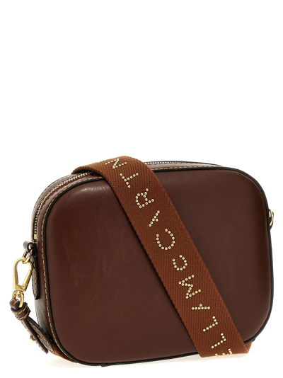 Shop Stella Mccartney Mini Stella Logo Crossbody Bag In Brown