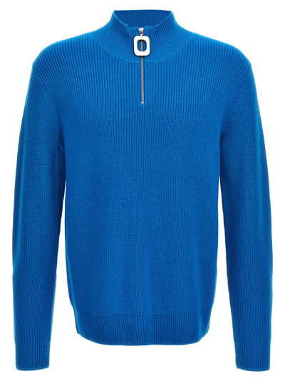 Shop Jw Anderson Half Zip Maxi Puller Sweater In Light Blue