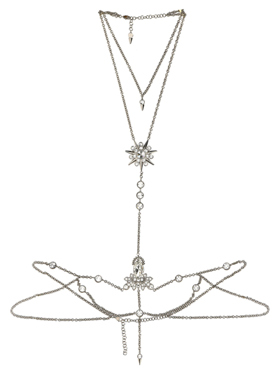 Shop Rabanne Crystal Chain Harness In Silver