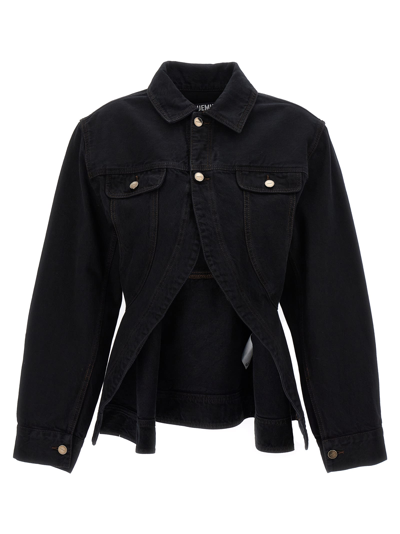 Shop Jacquemus La Veste De Nimes Caraco Shirt In Black