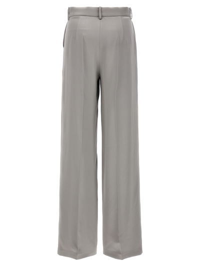 Magda Butrym Satin Straight Leg Pants With Central Crease In Gray