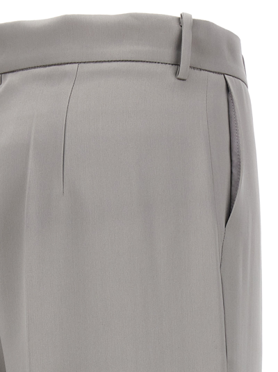 Magda Butrym Satin Straight Leg Pants With Central Crease In Gray