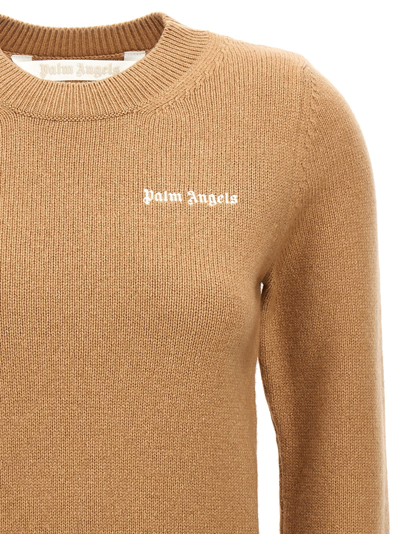 Shop Palm Angels Logo Classic Sweater In Beige