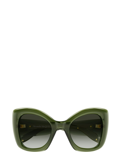 Shop Alexander Mcqueen Eyewear Oversized Frame Sunglasses In Green