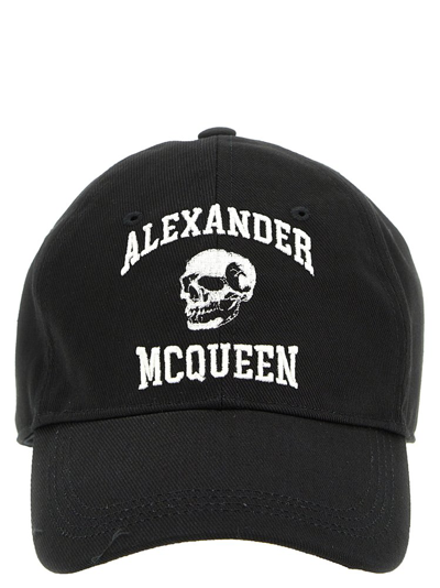 Shop Alexander Mcqueen Logo Embroidered Baseball Cap In Black
