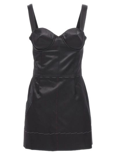 Shop Maison Margiela Contrast Stitch Corset Dress In Black