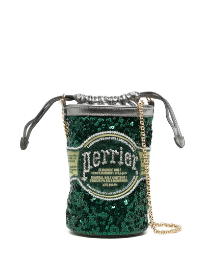 Shop Anya Hindmarch Brands Perrier Mini Bucket Bag In Green