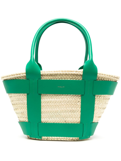 Shop Demellier The Santorini Basket Tote Bag In Green