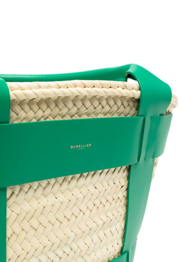 Shop Demellier The Santorini Basket Tote Bag In Green