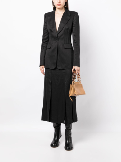 Gabriela Hearst Edith Pleated Linen Skirt In Black