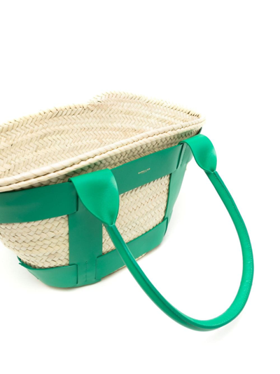 Shop Demellier The Santorini Basket Tote Bag In Green