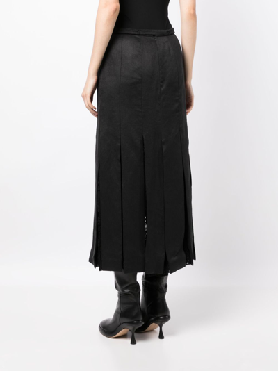 Shop Gabriela Hearst Edith Pleated Linen Skirt In Black