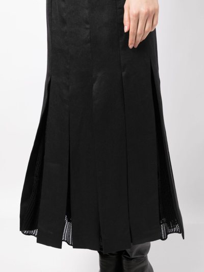 Shop Gabriela Hearst Edith Pleated Linen Skirt In Black