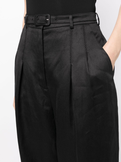 Shop Gabriela Hearst Vargas Wide-leg Linen Trousers In Black