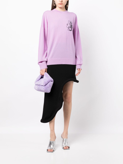 Shop Jw Anderson Intarsia-logo Wool Sweatshirt In Purple