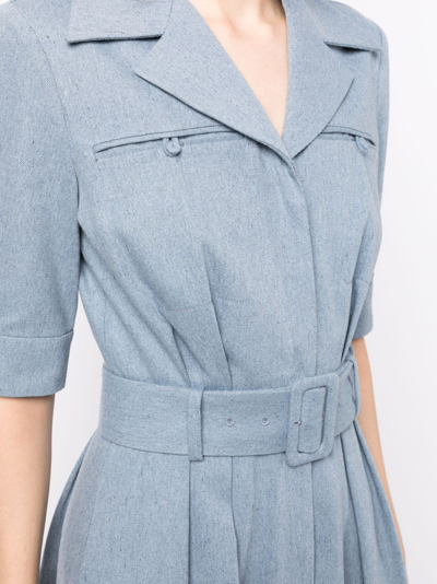 Shop Gabriela Hearst Notched-collar Midi Shirtdress In Blue