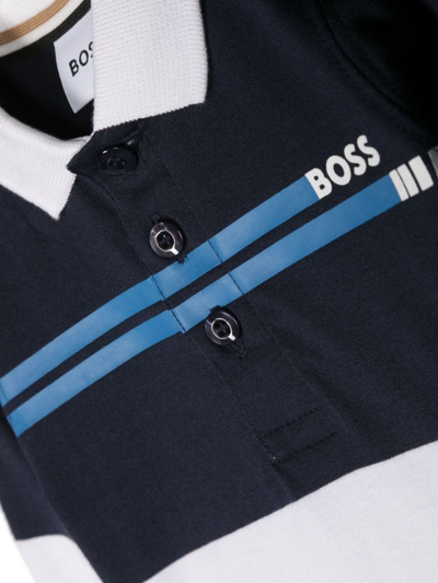 Shop Bosswear Logo-print Polo Shirt In Blue